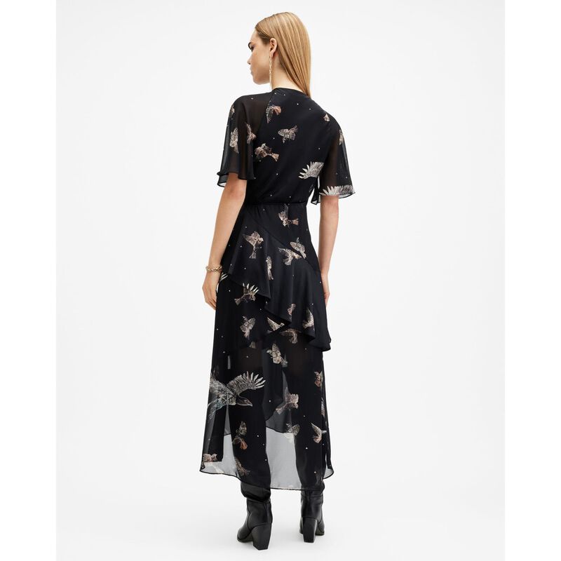 AllSaints Alana Printed Wrap Over Midi Dress image number 1